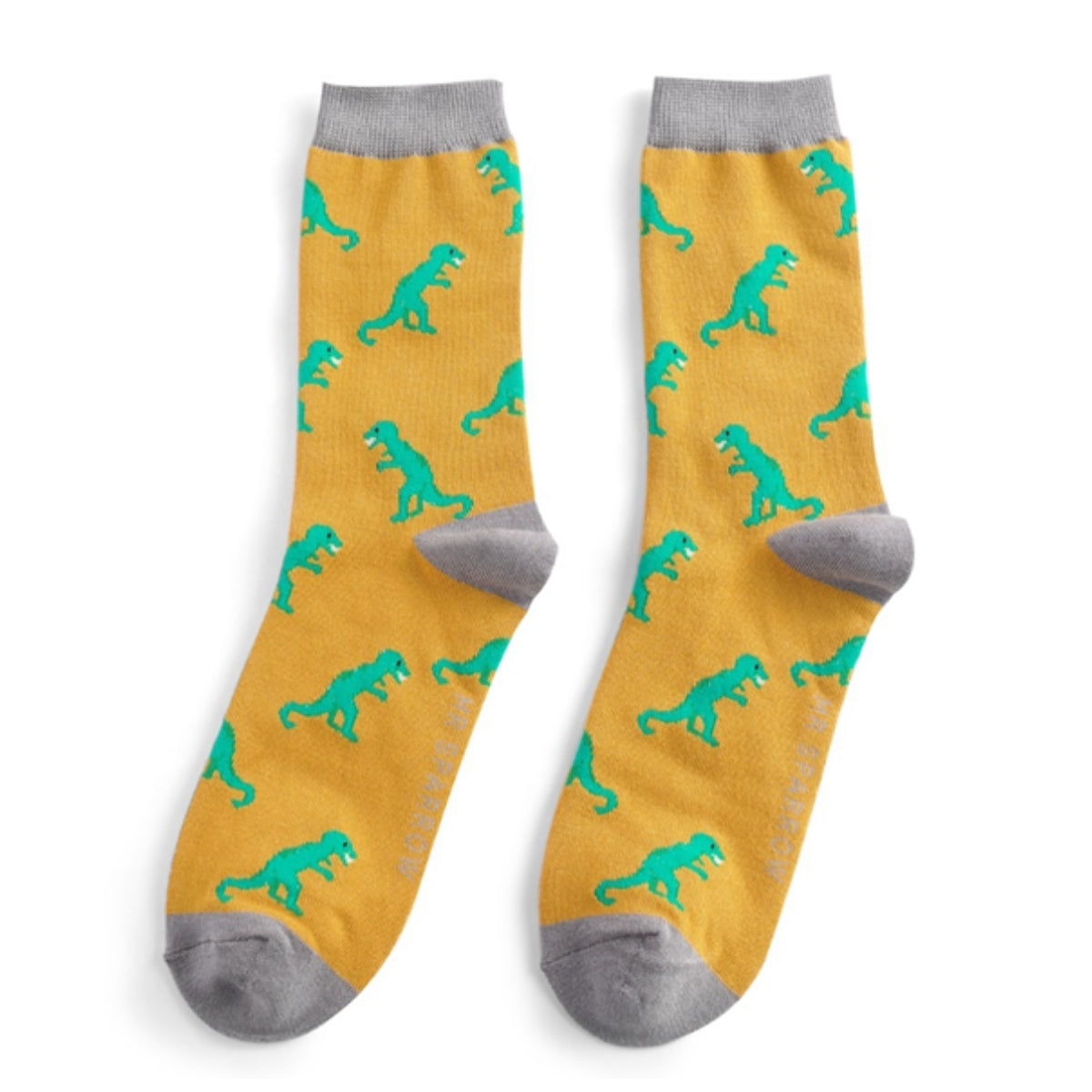 Bamboo Mustard T.rex Socks