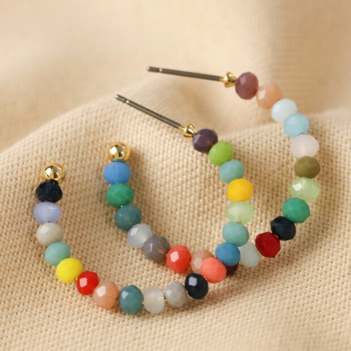 Beaded Colourful Hoop Earrings