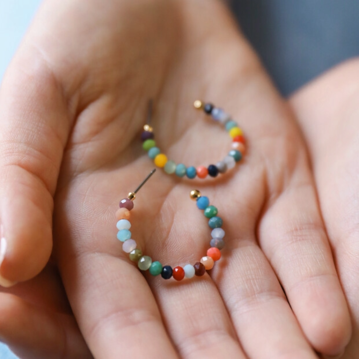 Beaded Colourful Hoop Earrings