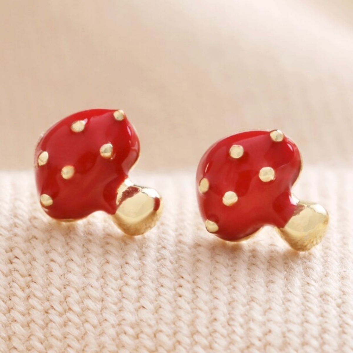 Enamel Mushroom Stud Earrings
