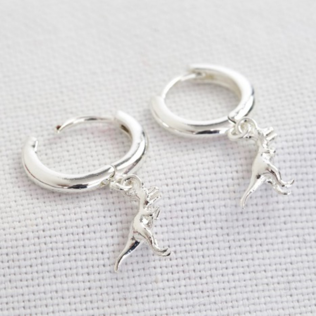 Earrings T-Rex Hoops Silver