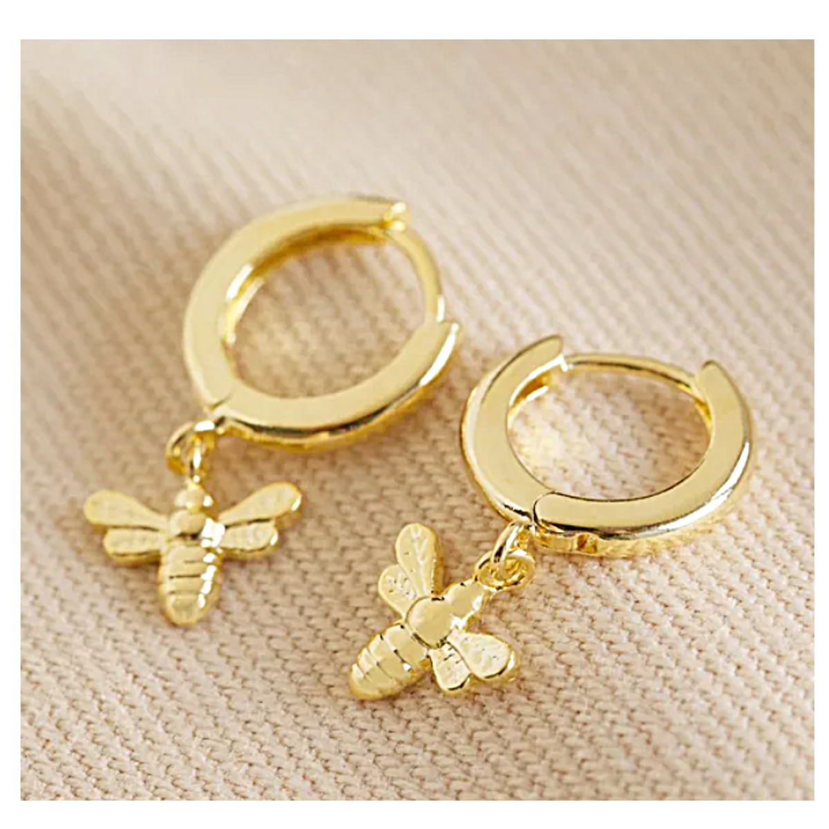 Bee Huggie Hoop Earrings in Gold