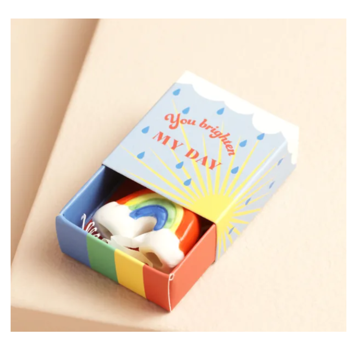 Tiny Matchbox Ceramic Rainbow Token
