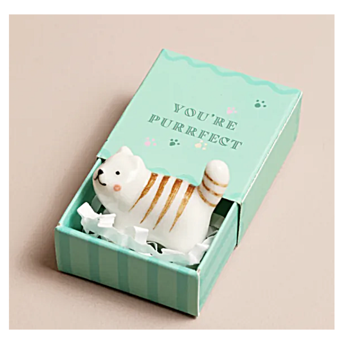 Tiny Matchbox Ceramic Cat Token