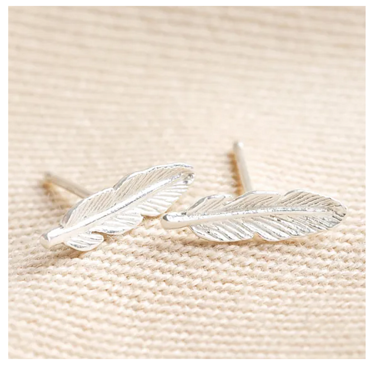 Sterling Silver Feather Stud Earrings