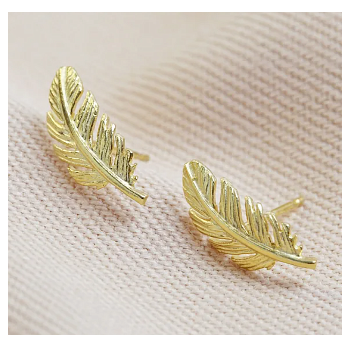 Gold Feather Stud Earrings