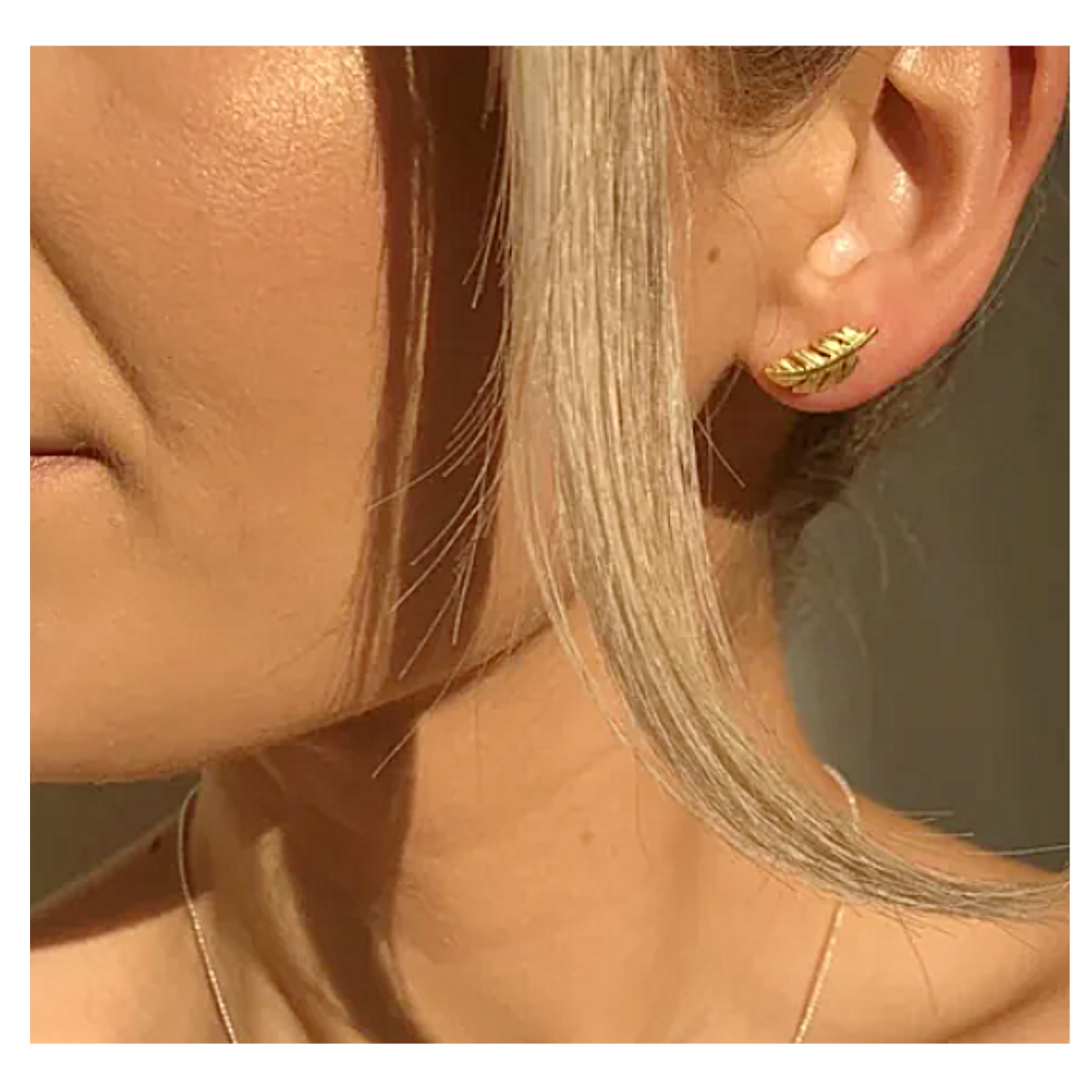 Gold Feather Stud Earrings
