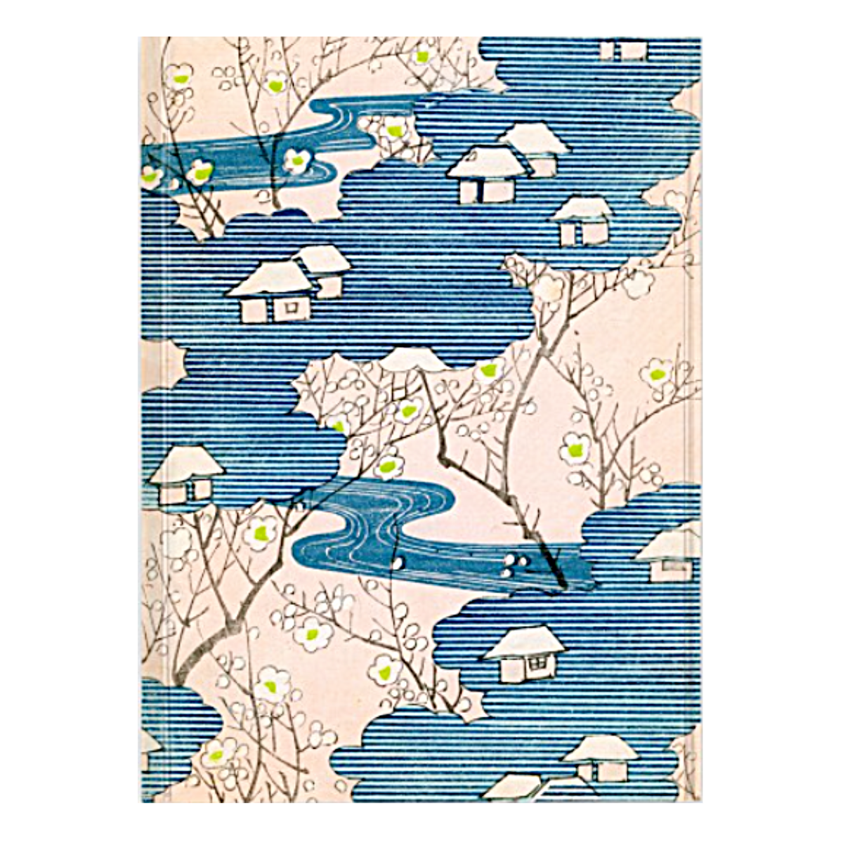 Japanese Moku Hanga Inspired: Cottages with Rivers & Cherry Blossoms Notebook