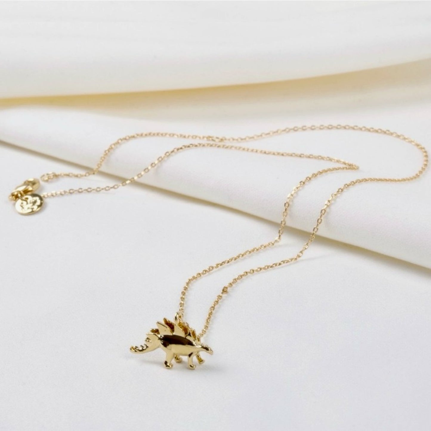 Gold Stegosaurus Dinosaur Necklace