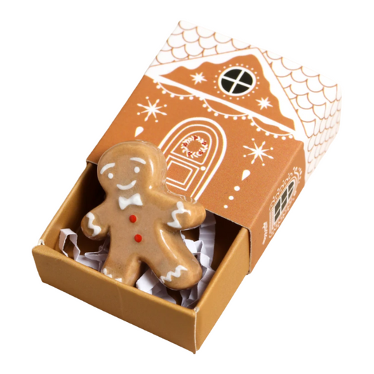 Tiny Matchbox Ceramic Gingerbread Man Token