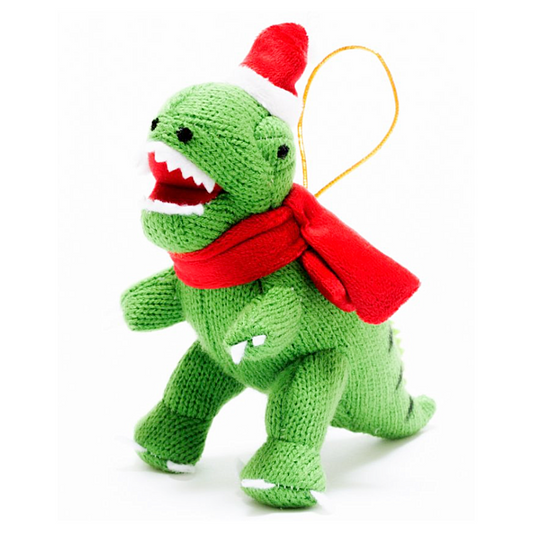 Knitted T. Rex Christmas Decoration