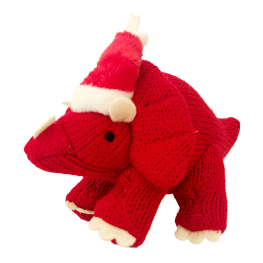 Knitted Triceratops Christmas Decoration