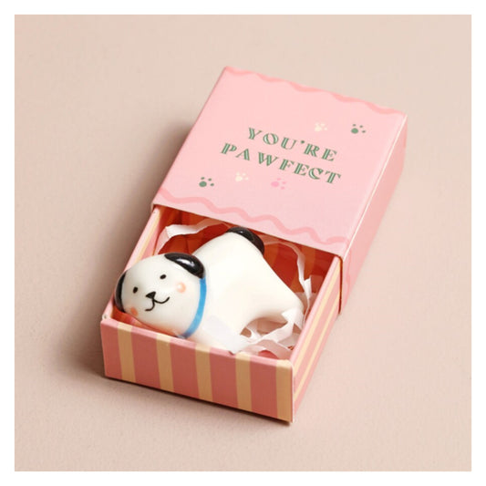 Tiny Matchbox Ceramic Dog Token