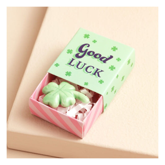 Tiny Matchbox Ceramic Four Leafed Clover Token