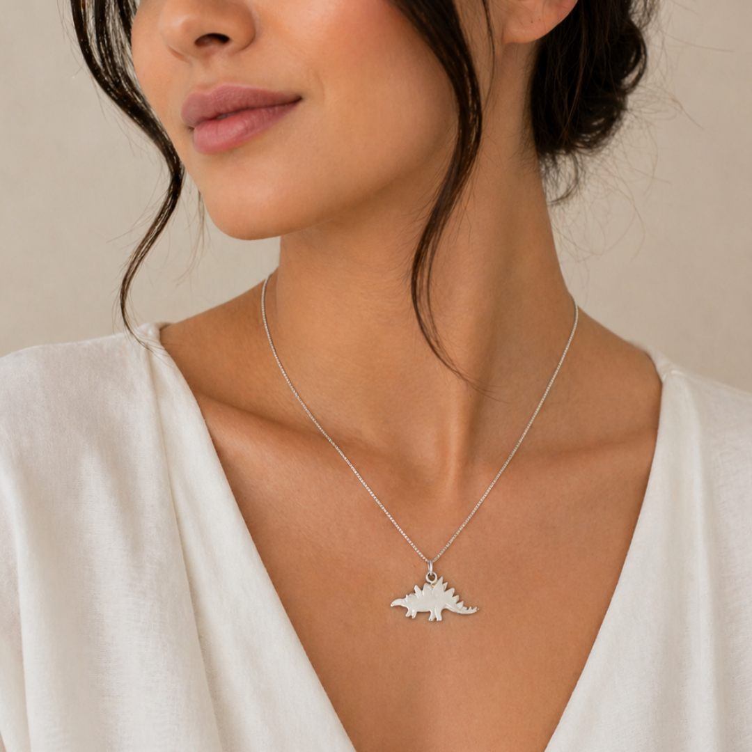 Silver Stegosaurus Necklace